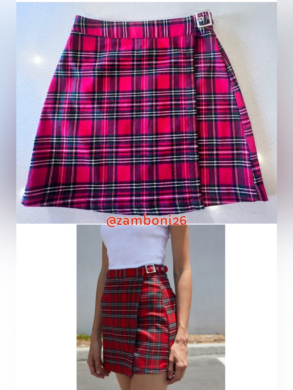 Brandy Melville John Galt Plaid Wrap Mini Skirt One Size Side Buckle